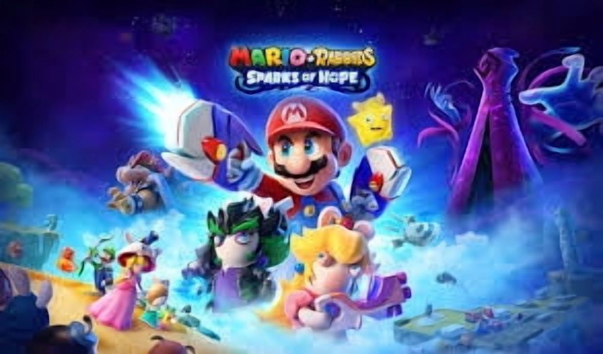 Nintendo Switch OLED with White Joy-Con (International Edition) Bundle with Mario+Rabbids: Sparks of Hope & 128 gb Nintendo SD card & Cleaning Cloth