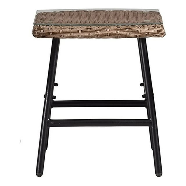 Table d'Appoint en Métal pour Patio de Transition - Brun Naturel