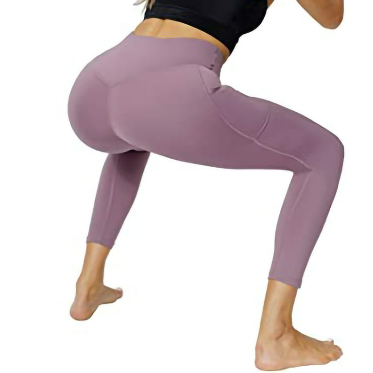 Pxiakgy yoga pants women Women Soft High Waist Stretch Pleated Yoga Pants  Casual Seven Points Leggings crazy yoga leggings womens yoga pants Purple +