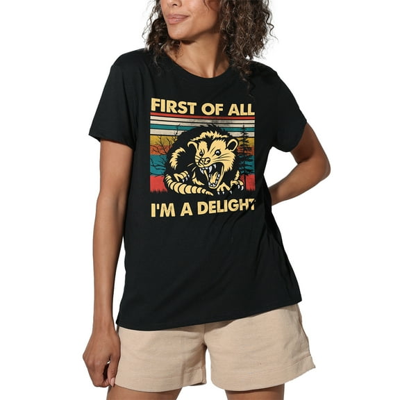 First Of All I'm A Delight Women's Loose Fit Graphic T-Shirt – Casual Short Sleeve