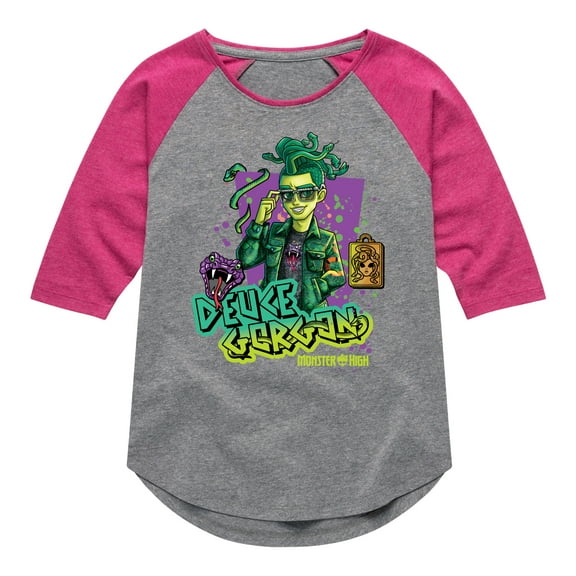 Monster High - Deuce Gorgon Snake Venom - Toddler & Youth Girls Raglan Graphic T-Shirt