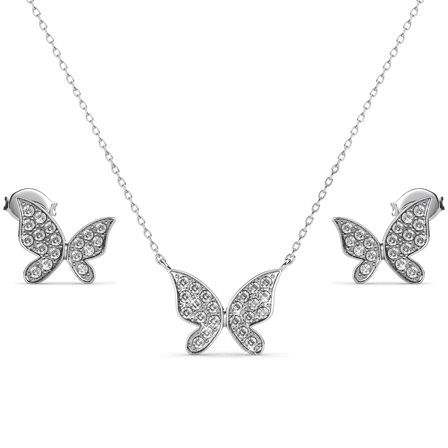 Cate & Chloe Yuenen 18k White Gold Plated Butterfly Jewelry Set with Swarovski Crystals for Women