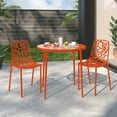 thumbnail image 3 of LeisureMod Stackable Dining Chair in Aluminum with Stackable and Floral Cutout Design Indoor Outdoor Use No Assembly for Modern Home, Kitchen, Patio Devon Collection in Orange Set of 2, 3 of 10