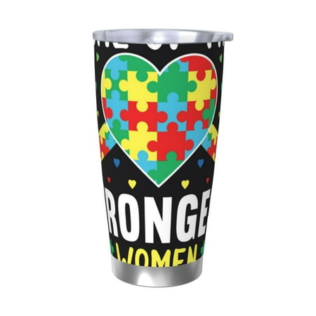 

Junzan I Love With Autism for 20oz Stainless Steel Insulated Car Cup with Spillproof Lid - Insulated Coffee Mug Thermal Cup-Without Straw