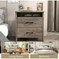 thumbnail image 7 of Farmhouse Nightstand Set of 2, Rustic Nightstand with 2 Drawers, Wood End Table with Open Shelf, Side Table for Bedroom, Light Brown, 7 of 7