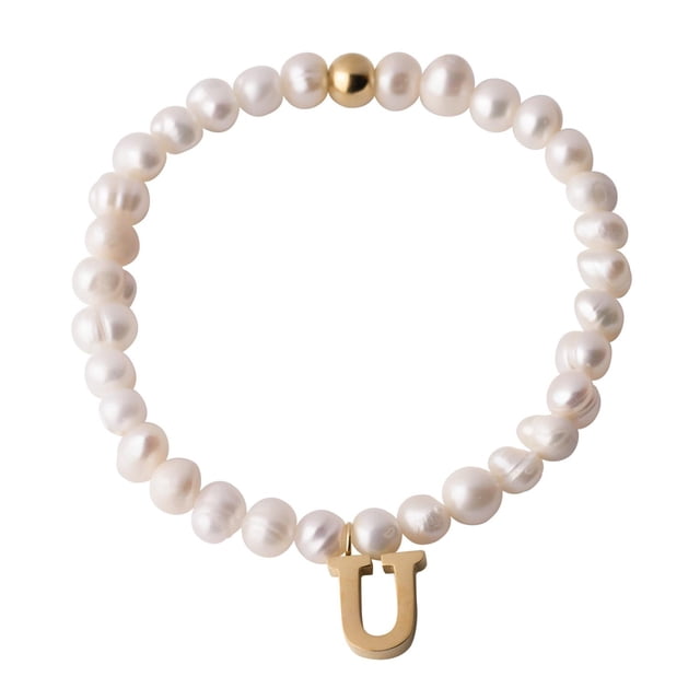 Pulseras Mujer de Perlas con Iniciales Oro 18k LuckyLy, Modelo Galia blanco UNITALLA