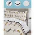 thumbnail image 4 of Quilts Twin XL Size, Yellow Grey Plaid Soft Comforter Bedding Set for Bed, Farmhouse Burlap Spring Floral Birds Lightweight Quilted Bedspread with Pillow Cover(2 Pieces) for All Season, 68x98 Inch, 4 of 6