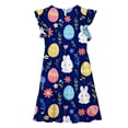 thumbnail image 5 of DAETIROS Girls Easter Dress Bunny Rabbit Easter Egg Floral Print Ruffle Sleeve Tiered Skirt A-Line Spring Church Birthday Party Dress Soft Comfortable Sizes 5-14 Years,Size 13 T, 5 of 7