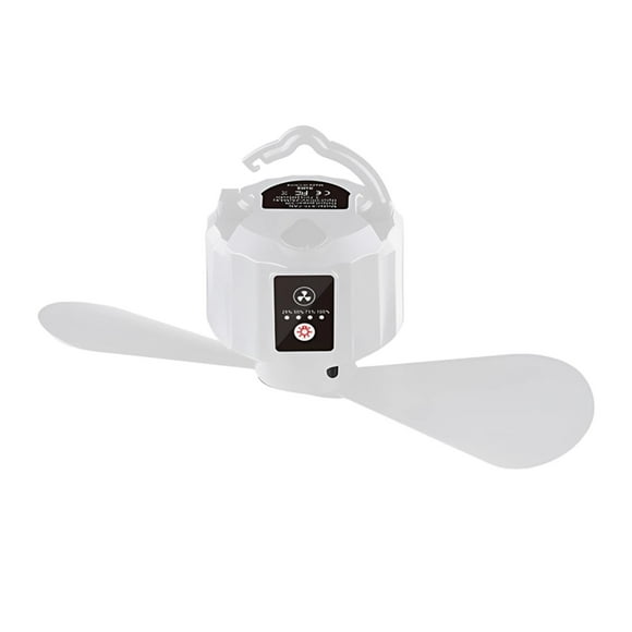 Juego de luces y ventiladores para tienda de campaña, hojas extraíbles portátiles, 3 velocidades, 2H/3H/5H, ventilador de tienda con temporizador, luz , Blanco 10400mAh DYNWAVEMX ventilador de techo de la tienda