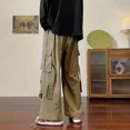 thumbnail image 5 of Pantalones Cargo para Hombre Pantalones Rectos Grises Hombre Otoño Ancho Regular Fit Talla Grande Pantalones Calle Algodón Spandex Ropa Moda, 5 of 5