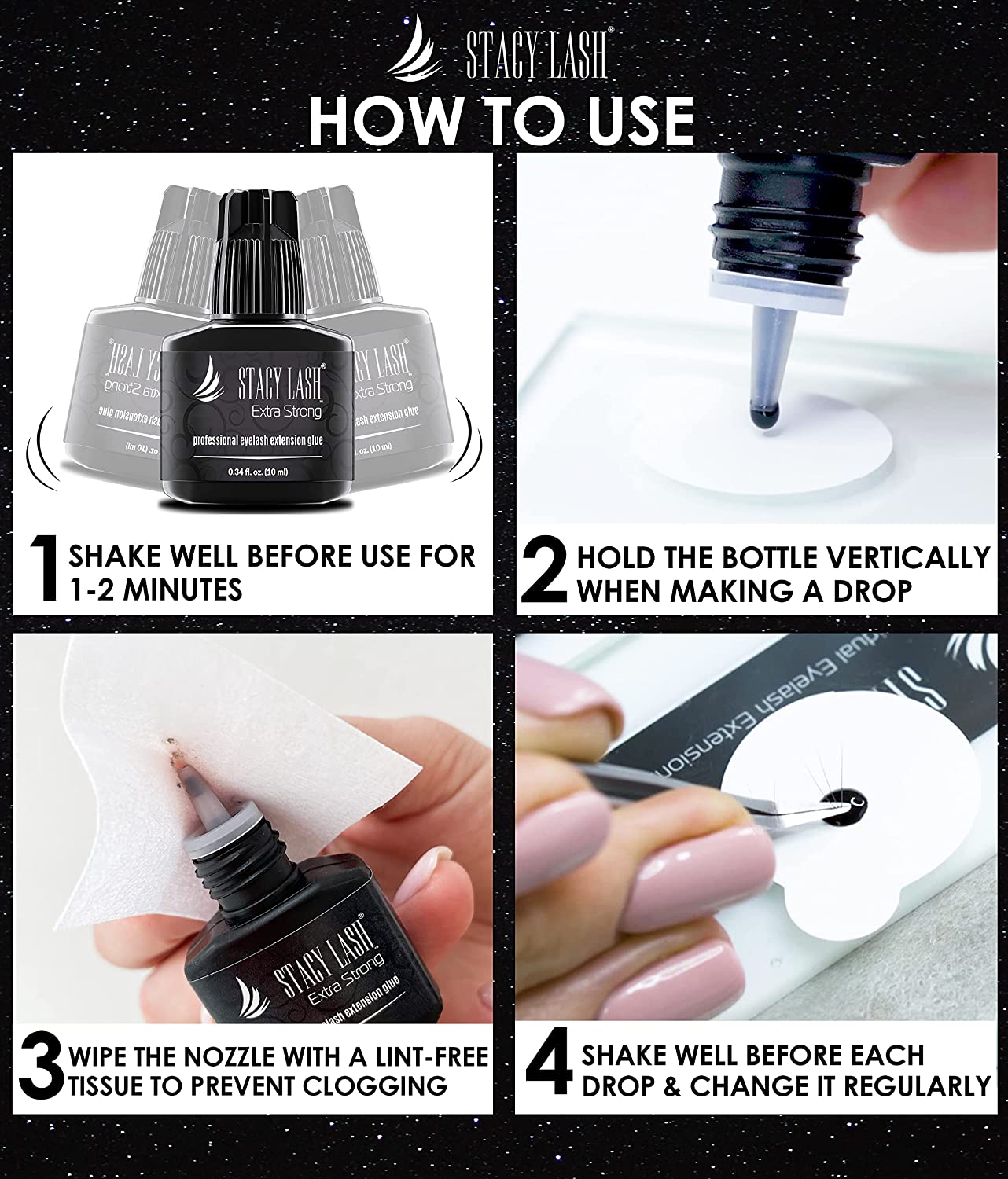 Buy Stacy Lash Extra Strong Adhesive (0.34 fl.oz / 10 ml) / Black