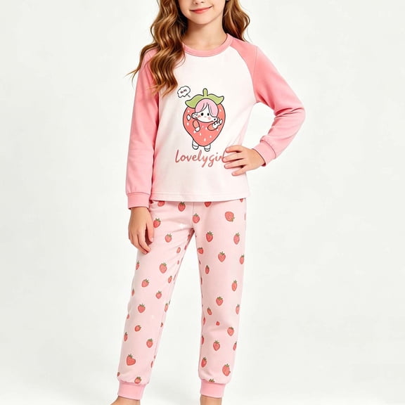 Spazoro Toddler Kids Girls 2PC 100% Cotton Ouifit Sets, Fall Winter Soft & Comfy Long Sleeve Cute Print Casual Shirts and Pants for Loungewear Pink Size 3-4T