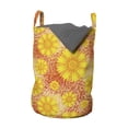 thumbnail image 1 of Floral Laundry Bag, Retro Style Overview of Flower on a Spotted Grunge Background, Hamper Basket with Handles Drawstring Closure for Laundromats, 13" x 19", Yellow Pale Peach, by Ambesonne, 1 of 4