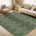 thumbnail image 3 of Assaile 5 x 7 ft Polyester Pearl Velvet Green Rectangular Hallway Bathroom Entryway Kitchen Office Foldable Line Double Life Printed Modern Washable Area Rug, 3 of 8