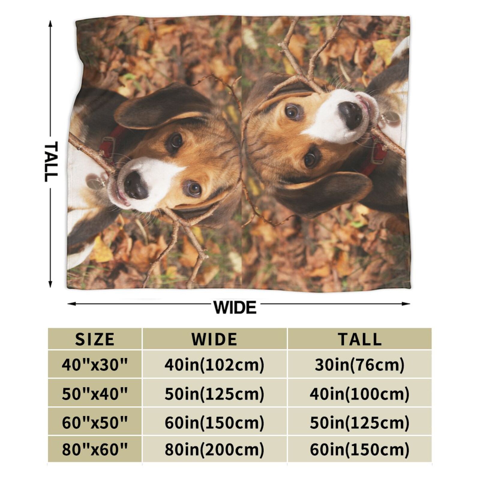 Wijzvio Cute Beagle Dog Throw Blanket Soft Fuzzy Fleece Blanket For Couch Bed Living Room Decoration 50"X40"