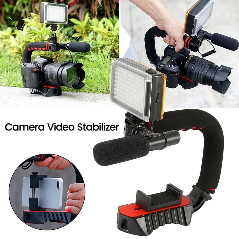 Camera Video Stabilizer Handle Video Grip Camera Video Light Triple Shoe Mount for Gopro for DSLR Sony Nikon Canon for iPhone Set1 