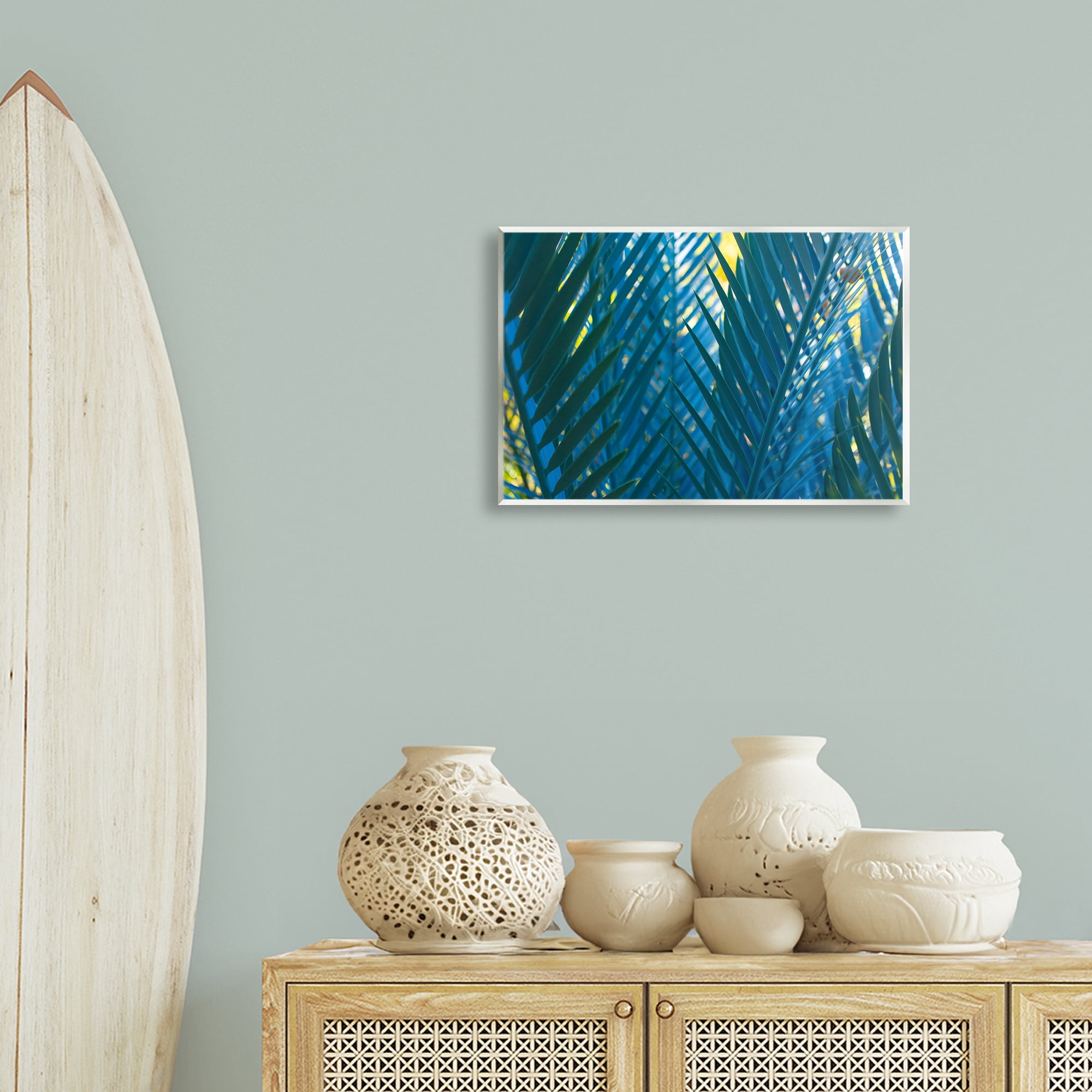 Stupell Industries Blue Palm Fronds Plants & Flowers Photography Unframed Art Print Wall Art, 19 x 13