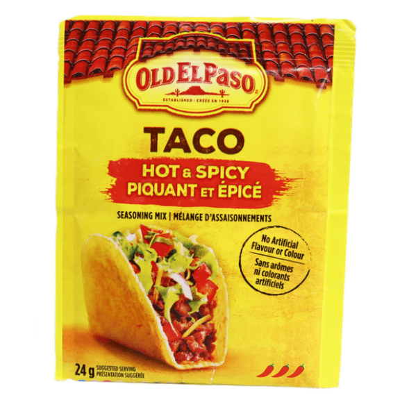 Old El Paso Hot and Spicy Taco Seasoning Mix, 24g/1oz., {Imported from Canada}