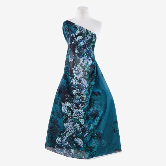 Zelouf Zs1808P Print On High Multi Chiffon  , Sewing, DIY, Crafts Fabric by the Yard, 974 Green/blue, 3 Yard