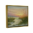 thumbnail image 3 of Sunset Beach Path Reeds Coastal Painting Metallic Gold Framed Art Print Wall Art, 3 of 6