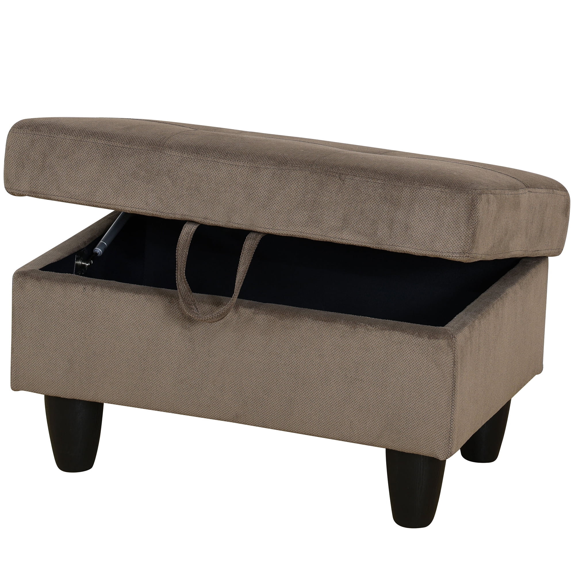 WRTEYEUI Ottoman Rectangular Storage Ottoman Bench, Flannel Footrest Stool Footstool with Lid for Living Room, Bedroom, Entryway, Brown, 28.5"x19"x17.5"