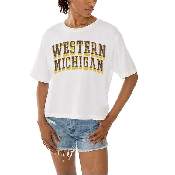 Women's Gameday Couture White Western Michigan Broncos Claim To Fame Boxy Cropped T-Shirt