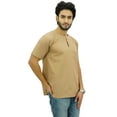 thumbnail image 3 of Atasi Men's Short Brown Kurta Cotton Casual T-Shirt Ethnic Tunic-XX-Large, 3 of 8