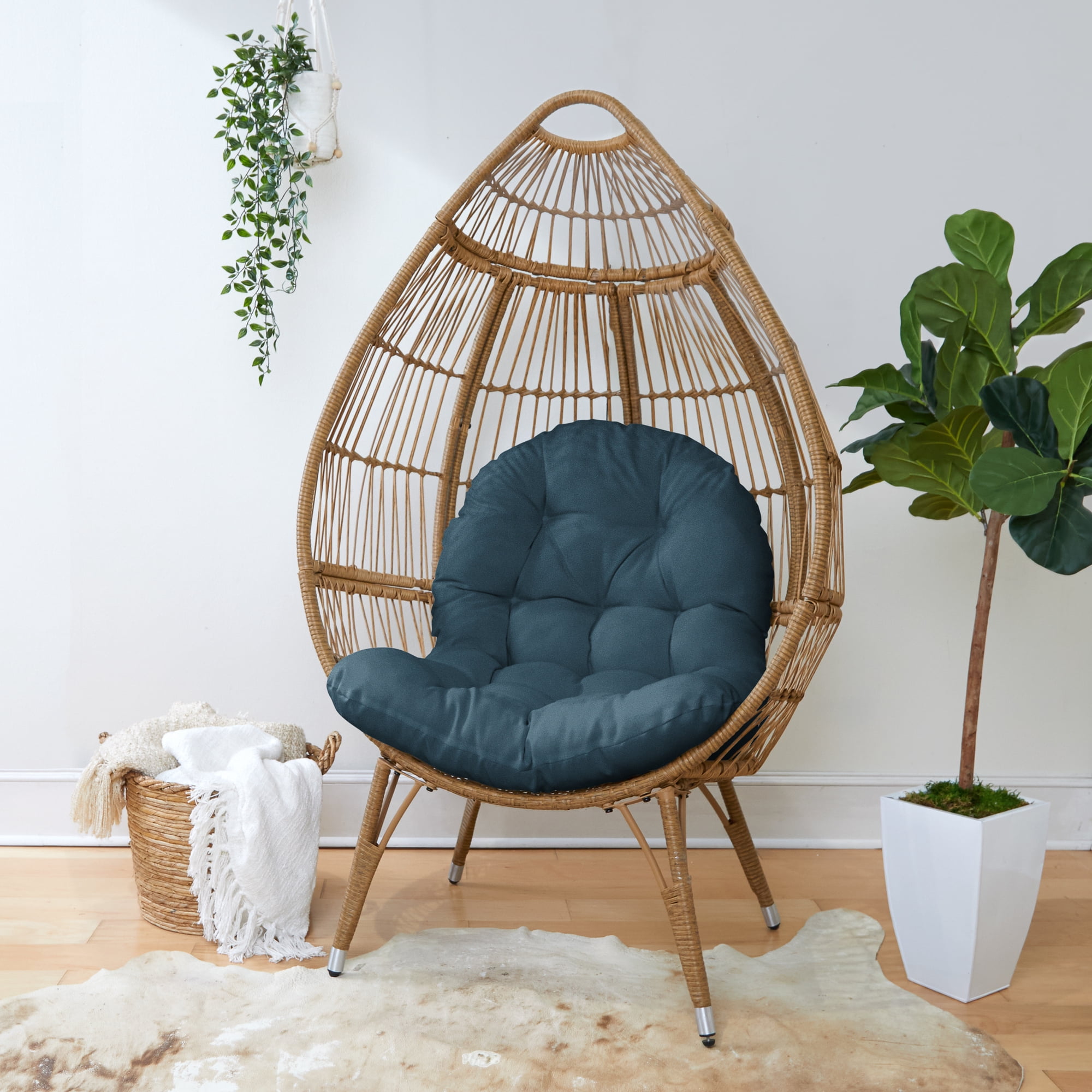Sorra Home Indoor Wedge Wood Egg Chair Cushion 44 in x 27 in x 4 in