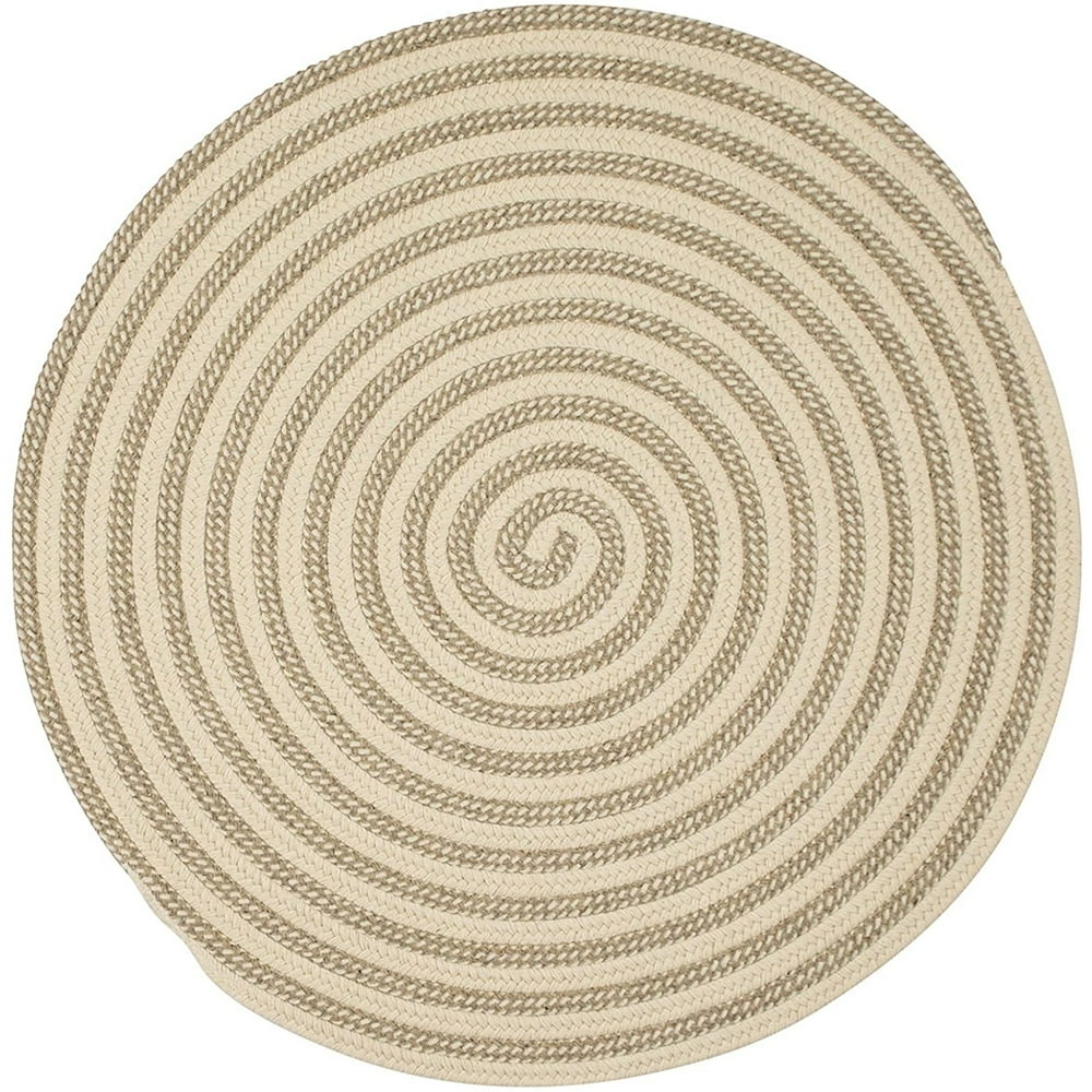 17" Beige and White Traditional Style Round Area Throw Rug Sample