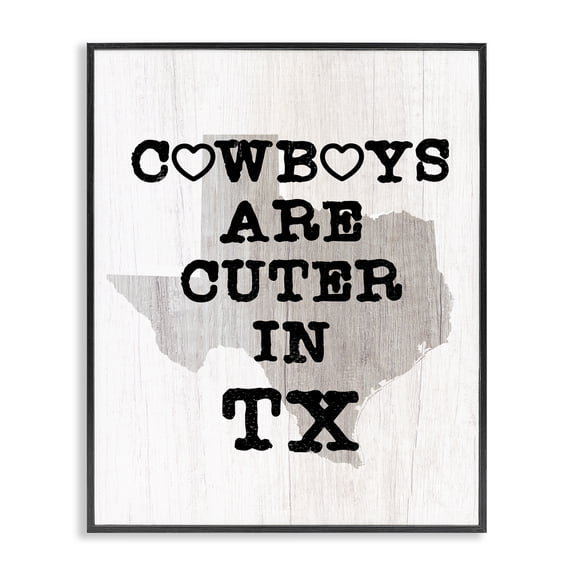 Stupell Industries Rustic Lodge Cowboys Cuter In Texas Text Rustic Grain Pattern Black Framed Giclee Art, 11 x 14, by Lil' Rue