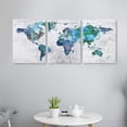 thumbnail image 2 of Wall Art for Living Room World Map Prints Pictures Framed Canvas Artwork Wall Decor for Bedroom Office Kitchen Modern Home Decorations Size 12x16 inch x 3 Panel Ready to Hang World Map Decorations, 2 of 6