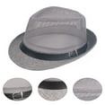 thumbnail image 4 of Soumake Men Fedora Wide Brim Mesh Spring Summer Pure Color Low-profile Sunshade Hat for Outdoor, 4 of 8