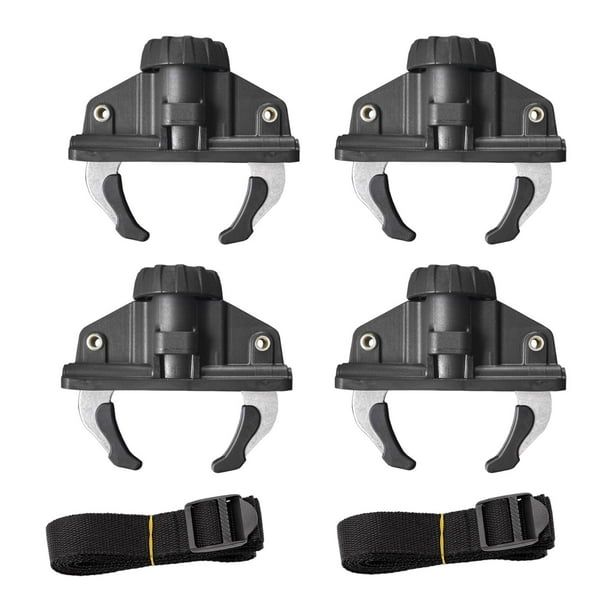 4 abrazaderas para portaequipajes de techo con 2 correas. Fácil instalación para cofres de techo. Resistentes a . Se adaptan a rieles ranura