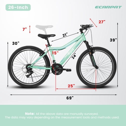 POVANLI  26 inch Mountain Bike Adults ages 14+ years aluminum frame shock absorbing front fork bike 21-speed Dual V-Brakes mountain Bicycles,85% assembled comfort adjustable seat,Gift(Black+Green)