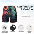 thumbnail image 3 of Yiaed Colorful Flower Dog A Print Mens Swim Trunks Bathing Suit Compression Liner Beach Swim Shorts Swimwear Quick Dry Zipper Pocket No-Chafing Board Short-Small, 3 of 6