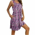 thumbnail image 6 of Sakmal Vintage Moomoo Womens Knee Length Soft Purple Sleep Dress Sleeveless Floral Sleep Tanks with Pockets, 6 of 7