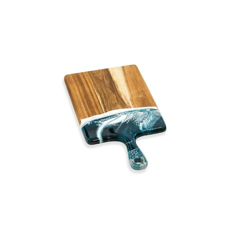 

Lynn & Liana Handmade 8 x16 Medium Acacia Cheeseboard Navy White Metallic Design (ACB-816-NWM)