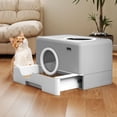 thumbnail image 1 of Dextrus Covered Cat Litter Box, Enclosed Litter Box with Drawer, Front Entry & Top Exit, Easy Clean Hooded Design, Gray, 1 of 9