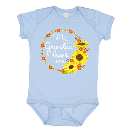 

Inktastic My Grandpa Loves Me with Sunflower Wreath Gift Baby Boy or Baby Girl Bodysuit