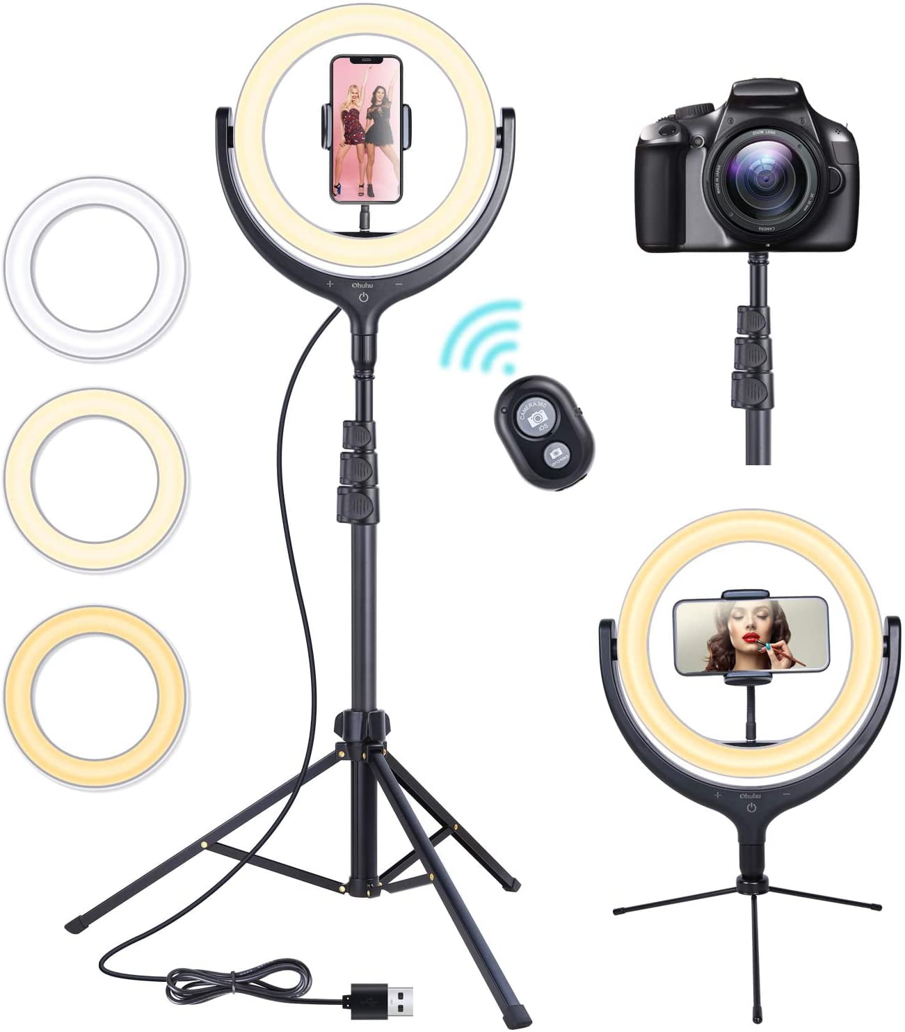 10 Selfie Led Ring Light With 67 Tripod Stand Ohuhu Circle Lights With Cell Phone Holder For Youtube Video Recording Photography Makeup Tutorials Live Streaming Video Conferencing Zoom Meetings Walmart Com