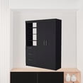 thumbnail image 4 of HomeRoots 518213 59 in. Black Soft Close Accent Cabinet with Three Shelves & One Drawer, 4 of 5
