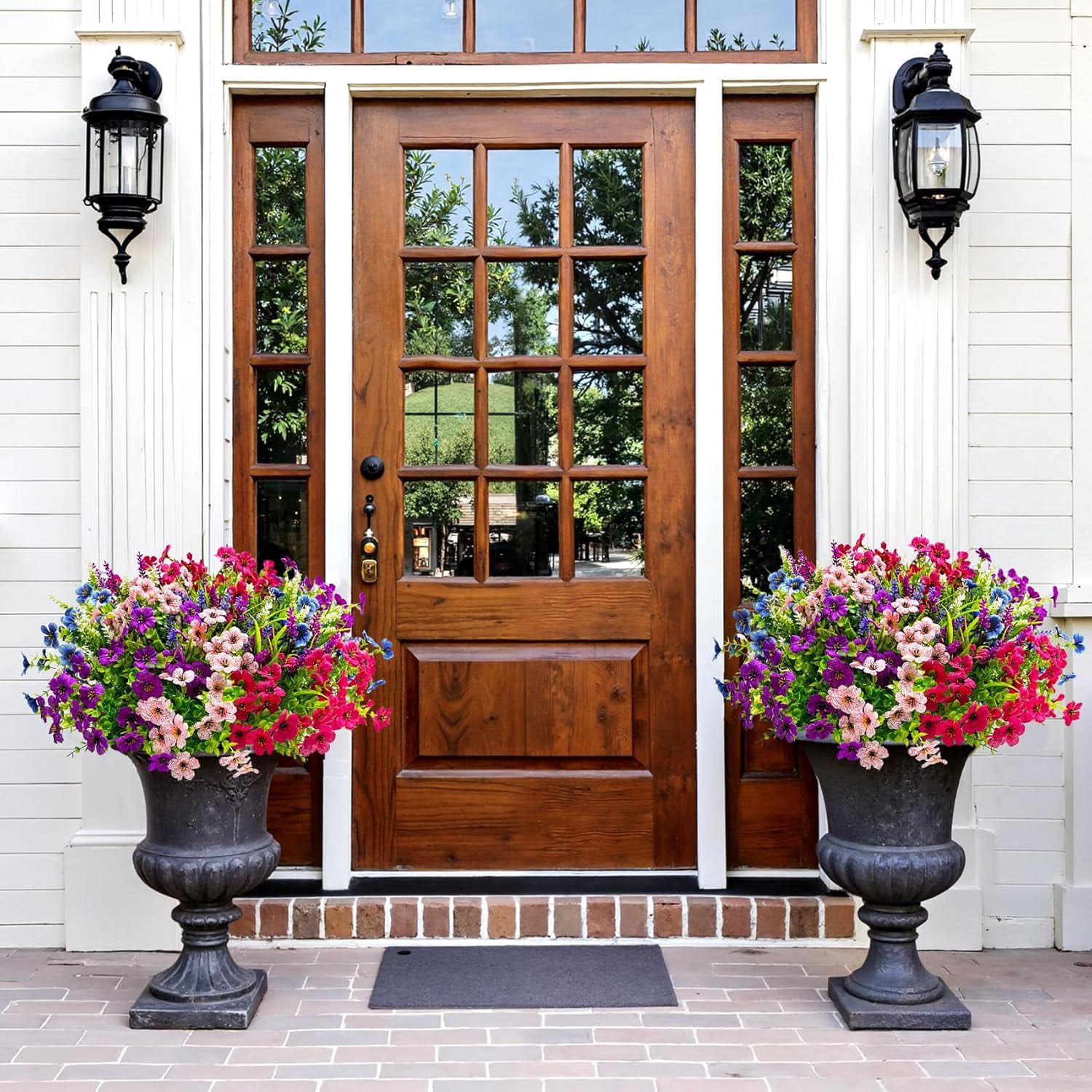 20 Bundles for Outdoors tion Fake Silk Flowers UV Resistant Faux Plants Artificial Daisy Eucalyptus for Spring Summer Garden Yard Porch Window Home Decor, Mixed