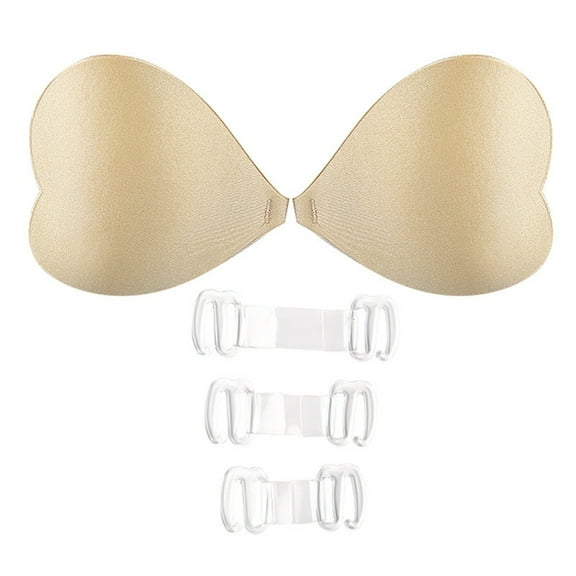 Women's Silicone Heart Shape Nipple Covers Reusable Adhesive Push Up Strapless Sticky Bra Gathered Lifting Pads
