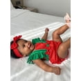 thumbnail image 6 of BemeyourBBs Newborn Baby Girl Summer Clothes Watermelon Outfit Cute Infant Bubble Romper Ruffle Fly Sleeve Bodysuit with Bowknot Headband, 6 of 9