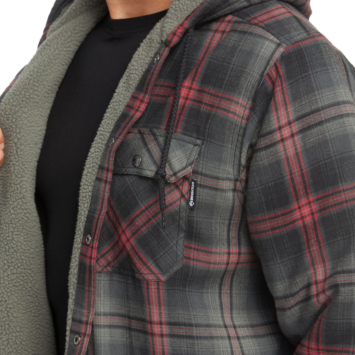 Wolverine Hastings Sherpa Lined Hooded Shirt Jac, Gunmetal Plaid