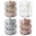 thumbnail image 2 of 12 bolas de Navidad de 8 cm para árbol de Navidad, adornos colgantes grandes con purpurina blanca y roja para el hogar, regalo de Año Nuevo 2025, 2 of 5