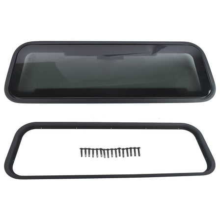 GELUOXI 33.5" W x 10.5" H Tinted RV Window with Net Screen and Trim Ring Fit for 2" Thickness Wall