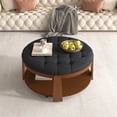 thumbnail image 2 of 36 inch Round Ottoman Coffee Table, 2-Tier Oversized Upholstered Cocktail Tables with Wooden Storage Shelf, Button Tufted Accent Center Table for Living Room, 2 of 7