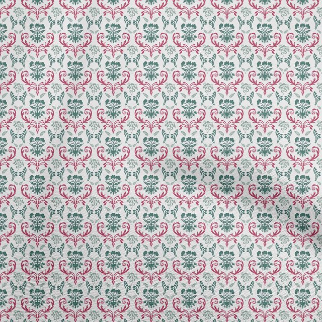 oneOone Polyester Spandex Dark Green Fabric Floral Craft Projects Decor Fabric Printed By The Yard 56 Inch Wide