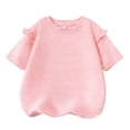 thumbnail image 4 of SGMVNU Girls Summer Top Shirt Ruffle Trim Short Sleeve Blouse Solid Color Casual Loose Fit Soft Cotton Tees Daily Wear Shirt, Size 13-14 Years, th1-Pink, 4 of 8